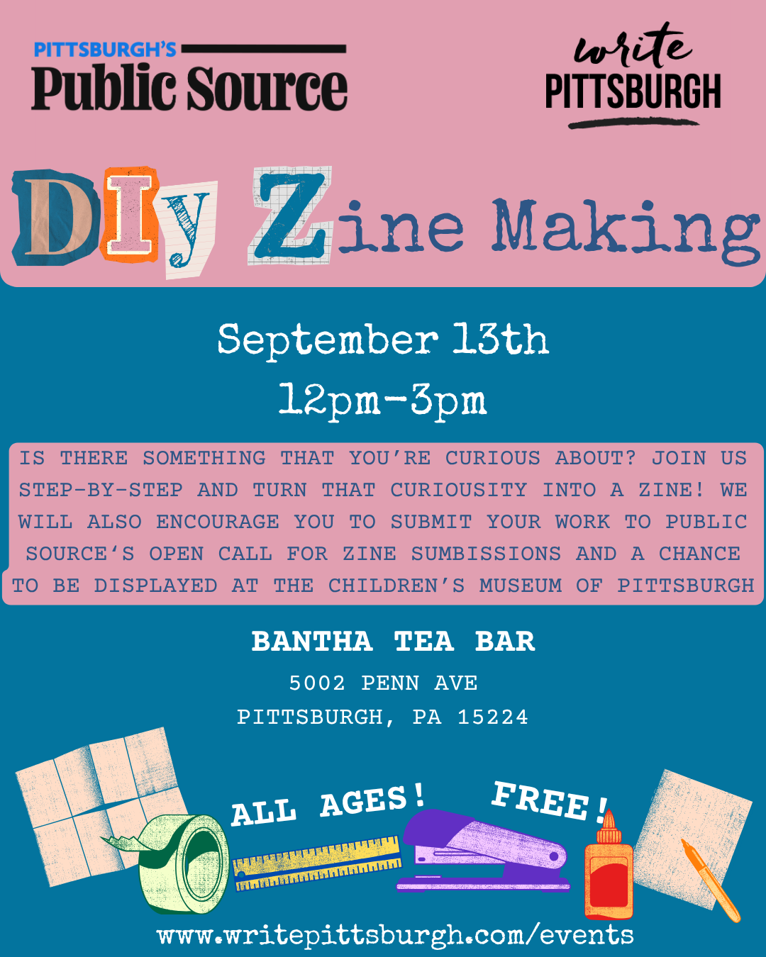 DIY Zine Making workshop flier
